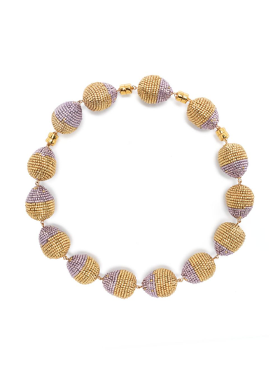 Susana Vega Purple Roco Beaded Necklace In Gold