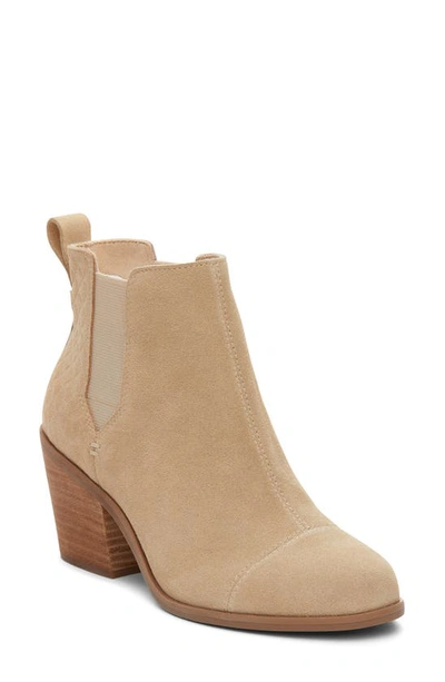 Toms Everly Bootie In Oatmeal Suede/embossed Waffle
