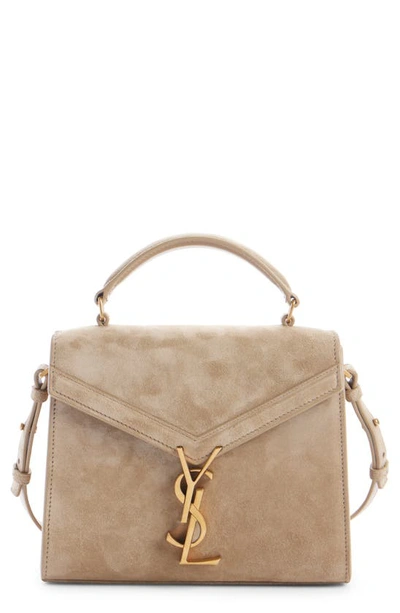 Saint Laurent Mini Cassandra Leather Top Handle Bag In Matt Gold