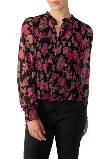 Sanctuary Think Of You Floral Smocked Top In Cranberry