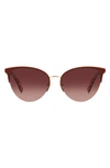 Kate Spade Izara 57mm Gradient Cat Eye Sunglasses In Red Burgundy Shaded