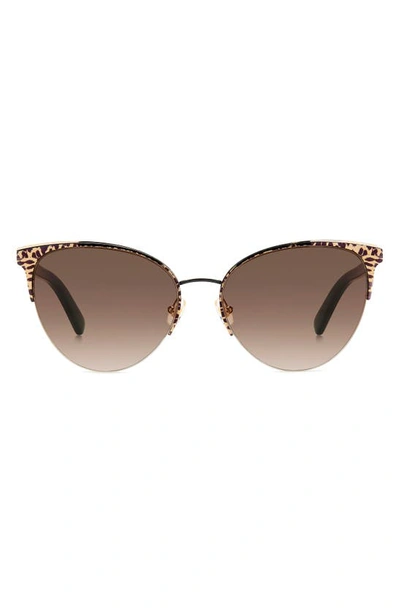 Kate Spade Izara 57mm Gradient Cat Eye Sunglasses In Pattern Black/ Brown Gradient