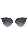 Kate Spade Izara 57mm Gradient Cat Eye Sunglasses In Black/ Grey Shaded
