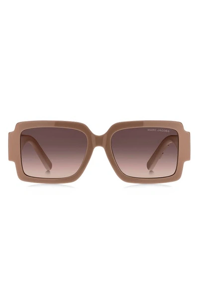 Marc Jacobs 55mm Gradient Rectangular Sunglasses In Nude Brwn/ Brown Gradient