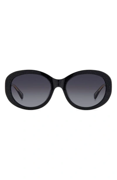 Kate Spade Avah 56mm Gradient Round Sunglasses In Black/gray Gradient