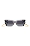Missoni 53mm Cat Eye Chain Sunglasses In Grey Mirror Black/ Grey Shaded