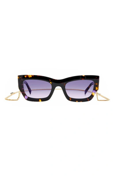 Missoni 53mm Cat Eye Chain Sunglasses In Havana Violet Gradient