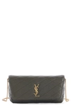 Saint Laurent Gaby Quilted Leather Crossbody Phone Pouch In Green
