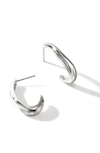 John Hardy Medium Surf J Hoop Earrings In Silver