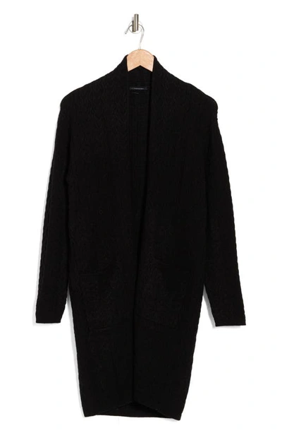 T Tahari Cable Knit Pocket Cardigan In Black