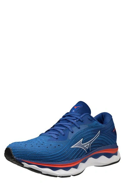 Mizuno Wave Sky 6 Running Sneaker In Turkish Sea-white