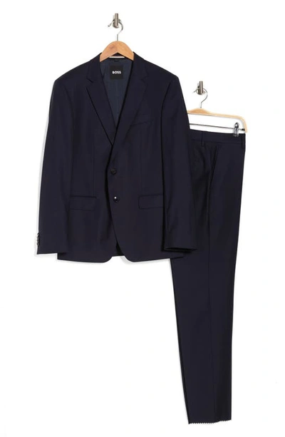Hugo Boss Huge Dark Blue Grid Wool Blend Suit