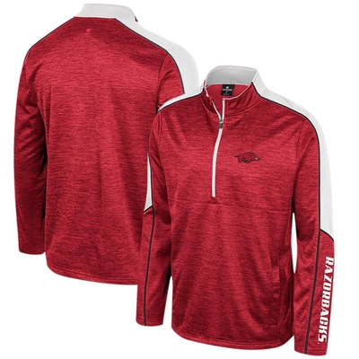 Colosseum Cardinal Arkansas Razorbacks Marled Half-zip Jacket
