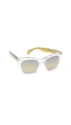 Rag & Bone Thick Cat Eye Sunglasses In Clear Green/brown Gold Mirror