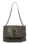Saint Laurent Medium Niki Matelassé Leather Shoulder Bag In Black