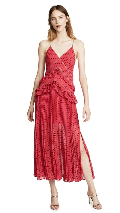 ワンピース SELF PORTRAIT DRESS (PF25121SP) Self-portrait Chain-trimmed Swiss-dot Chiffon Maxi Dress In