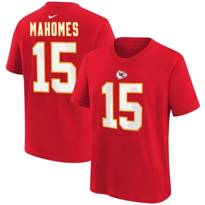 Nike Kids' Big Boys  Patrick Mahomes Red Kansas City Chiefs Player Name And Number T-shirt