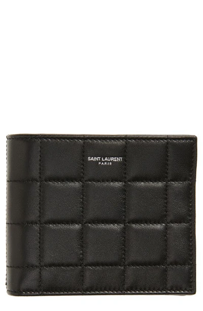 Saint Laurent Quilted Lambskin Leather Bifold Wallet In Nero