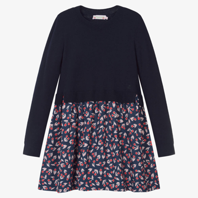 Bonpoint Kids' Tayra Wool Sweater Dress In Blue