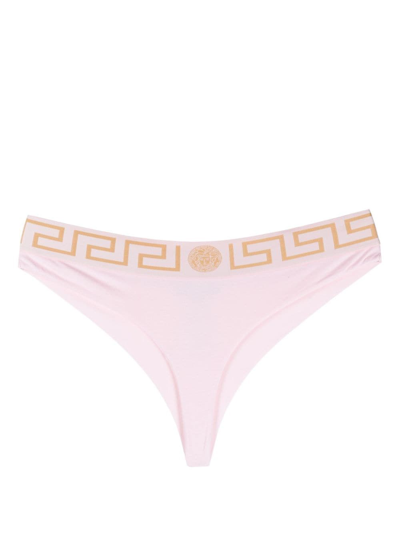 Versace Logo-waistband Cotton Briefs In Pink