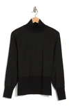 Theory Mixed Media Turtleneck Top In Black