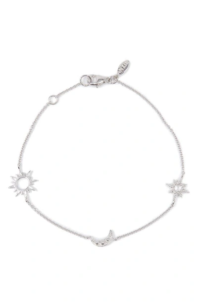 Anzie Sterling Silver White Topaz Celestial Charm Bracelet In Metallic