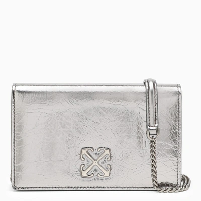 Off-white Cracked Metallic Leather Shoulder Clutch