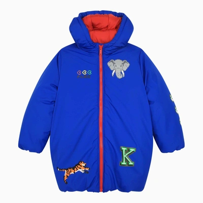 Kenzo Blue Down Jacket With Hood