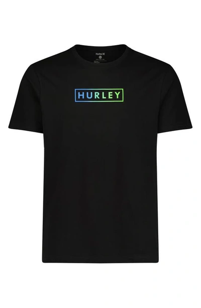 Hurley Boxed Logo Cotton Graphic T-shirt In Black