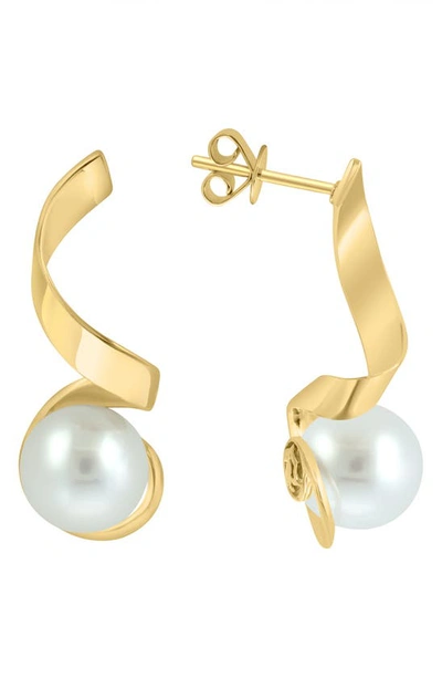 Effy 14k Yellow Gold 9.5mm Freshwater Pearl Spiral Drop Earrings