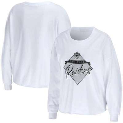 Wear By Erin Andrews White Las Vegas Raiders Domestic Cropped Long Sleeve T-shirt