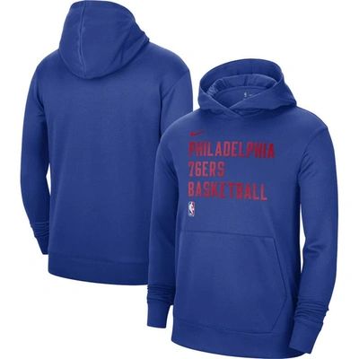 Nike Unisex  Royal Philadelphia 76ers 2023/24 Performance Spotlight On-court Practice Pullover Hoodie