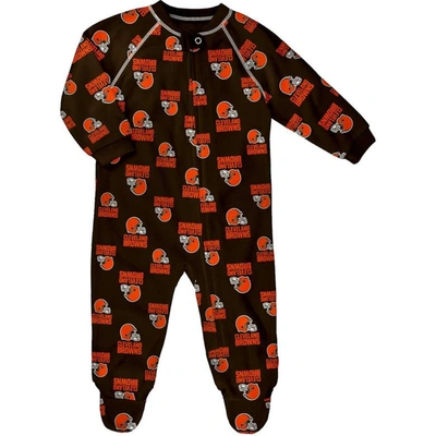 Outerstuff Babies' Infant Brown Cleveland Browns Allover Print Raglan Full-zip Jumper