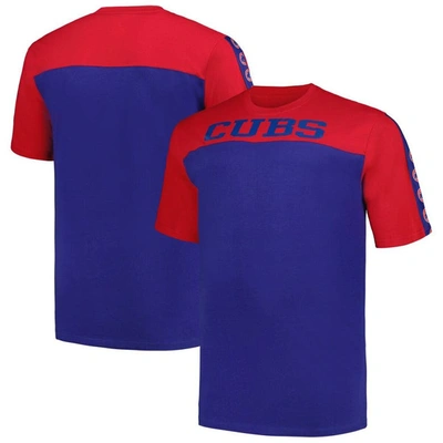 Profile Men's  Red, Royal Chicago Cubs Big And Tall Yoke Knit T-shirt In Red,royal