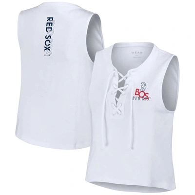 Wear By Erin Andrews White Boston Red Sox Lace-up Tank Top