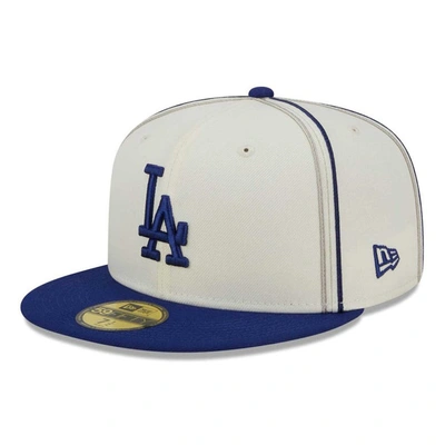 New Era Men's  Cream, Royal Los Angeles Dodgers Chrome Sutash 59fifty Fitted Hat In Stone,royal