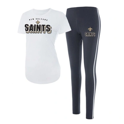 Concepts Sport White/charcoal New Orleans Saints Sonata T-shirt & Leggings Set