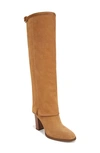Franco Sarto West Knee High Boot In Camel Brown Suede