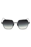 Diff Harlowe 55mm Square Sunglasses In Black/ Grey Gradient
