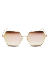 Diff Harlowe 55mm Square Sunglasses In Gold/ Taupe Flash