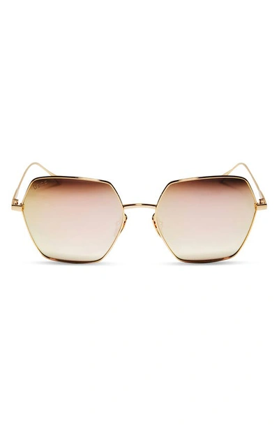 Diff Harlowe 55mm Square Sunglasses In Gold/ Taupe Flash