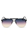 Diff Tahoe 63mm Gradient Oversize Aviator Sunglasses In Black/ Twilight Gradient