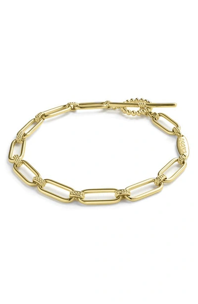 Lagos Signature Caviar Smooth Link Toggle Bracelet In Gold