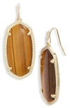 Kendra Scott Elle Filigree Drop Earrings In Brown Tigers Eye/ Gold