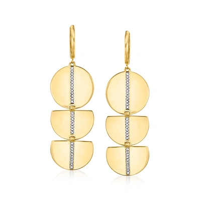 Ross-simons Diamond Geometric Drop Earrings In 18kt Gold Over Sterling In White