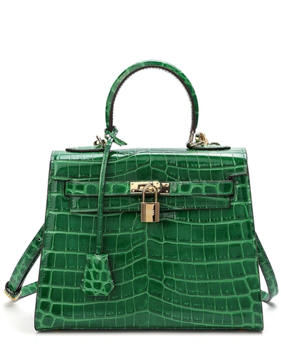 Tiffany & Fred Alligator-embossed Leather Satchel In Green