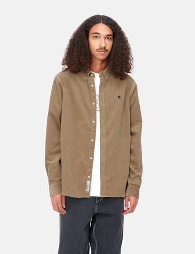 Carhartt -wip Madison Shirt (fine Cord) In Brown