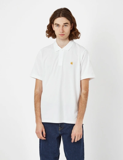 Carhartt Chase Cotton Piqué Polo Shirt In White