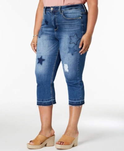 Seven7 Jeans Seven7 Trendy Plus Size Patched Cropped Jeans In Capri