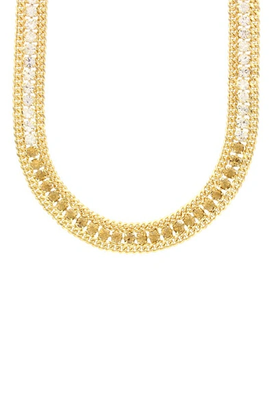 Olivia Welles Crystal Runway Curb Chain Necklace In Metallic